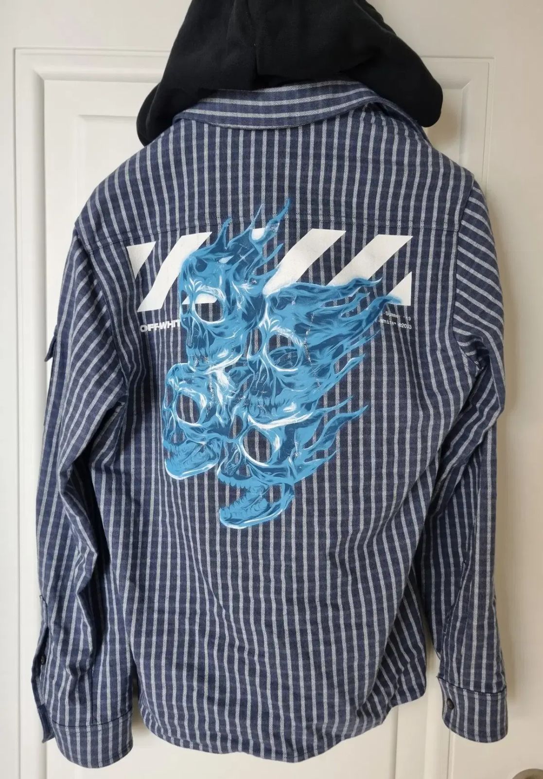 百貨店販売モデル Off-White オフホワイト ポケット スカル シャツ フード ジップアップ ジャケット l サイズ