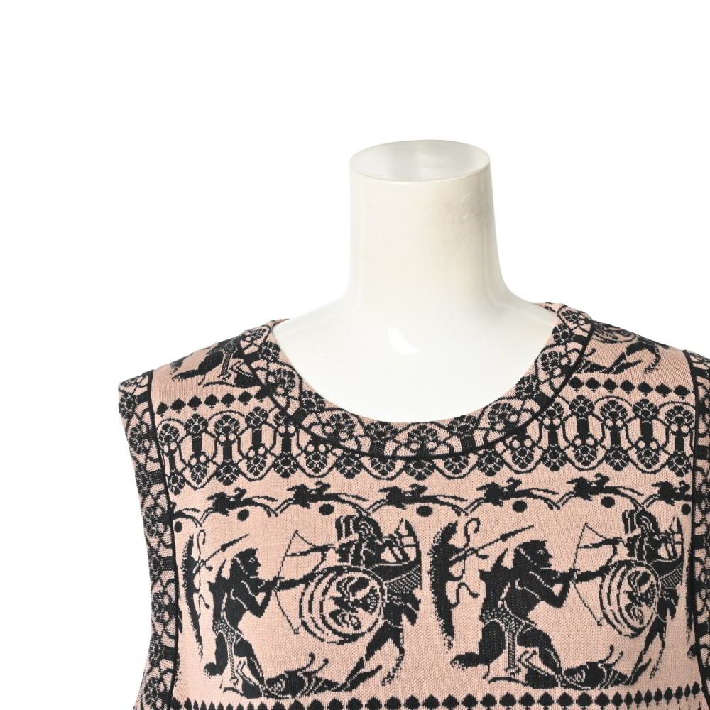 CHANEL 18C P58157K07638 ギリシャプリント ノースリーブ シルク混  