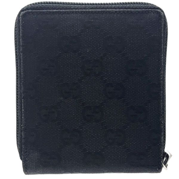 グッチ 財布 ロゴプレート ラウンドファスナー財布 GGキャンバス レザー 革 ブラック 黒 035 2888 GUCCI GG ジップウォレット 二つ折り財布 コンパクト財布 ミニ財布 ミニウォレット ウォレット サイフ き