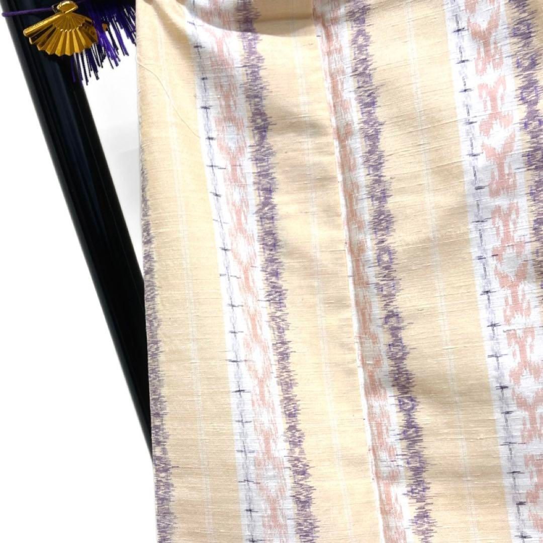 袋帯　紬　手織り　抽象模様　横縞　着物　092w d 袋帯紬手織り抽象模様横縞着物092w d