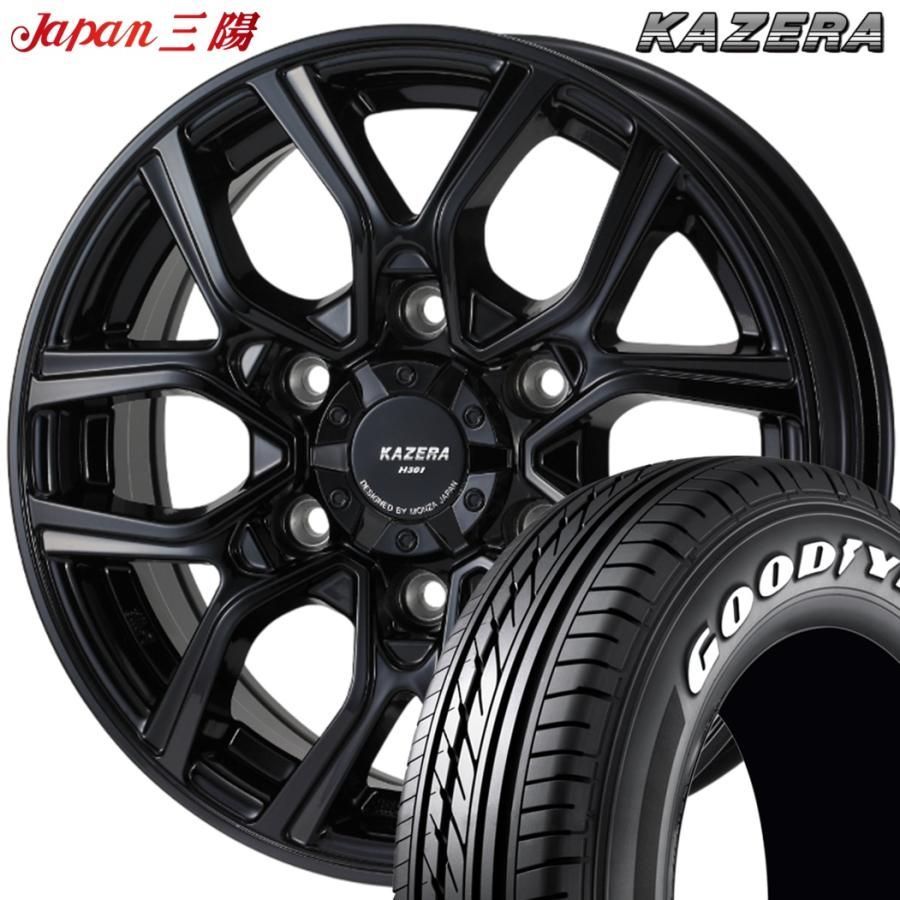 期間 ラジアル ジャパン三陽 KAZERA H301 カゼラ H301 15ｘ6.0 ＋44 6H 139.7 ブラック ｘ４本 GY EAGLE 1 ナスカープラス 195 80R15