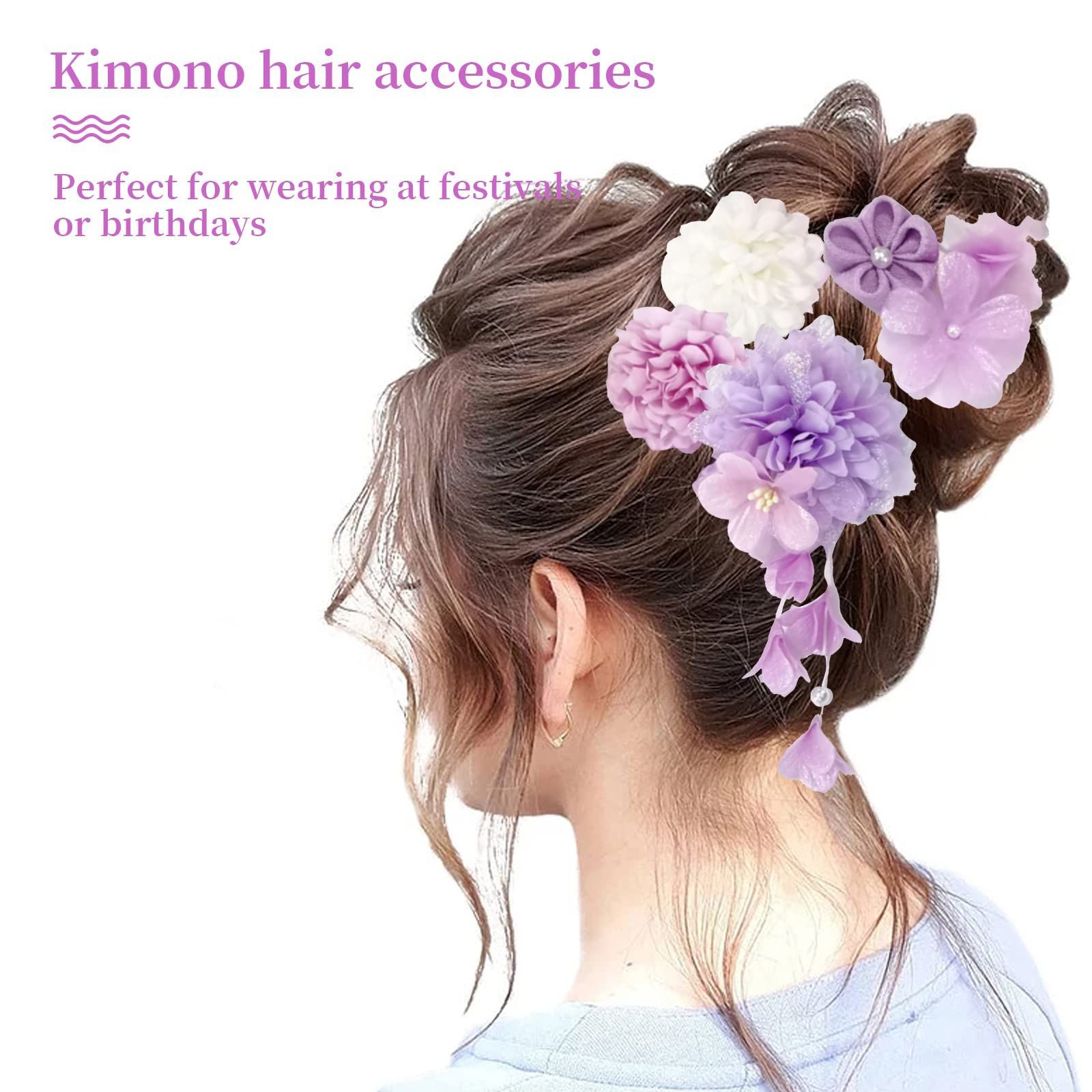 人気商品(紫) ヘアアクセサリー 髪留め ドライフラワー 花 花火大会