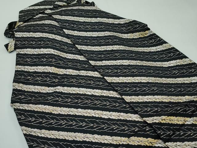 平和屋着物□極上 男性 色無地 紋付き羽織・行灯袴セット 黒地 花菱