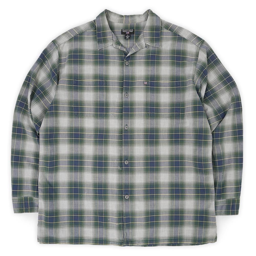 ポロジーンズ POLO JEANS 90s 90年代 オンブレチェック柄 オープン  