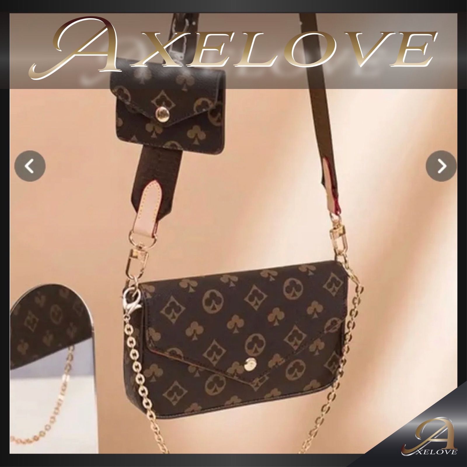 新品 PUレザーモノグラム ボディバッグ ノーブランド ☆高品質  