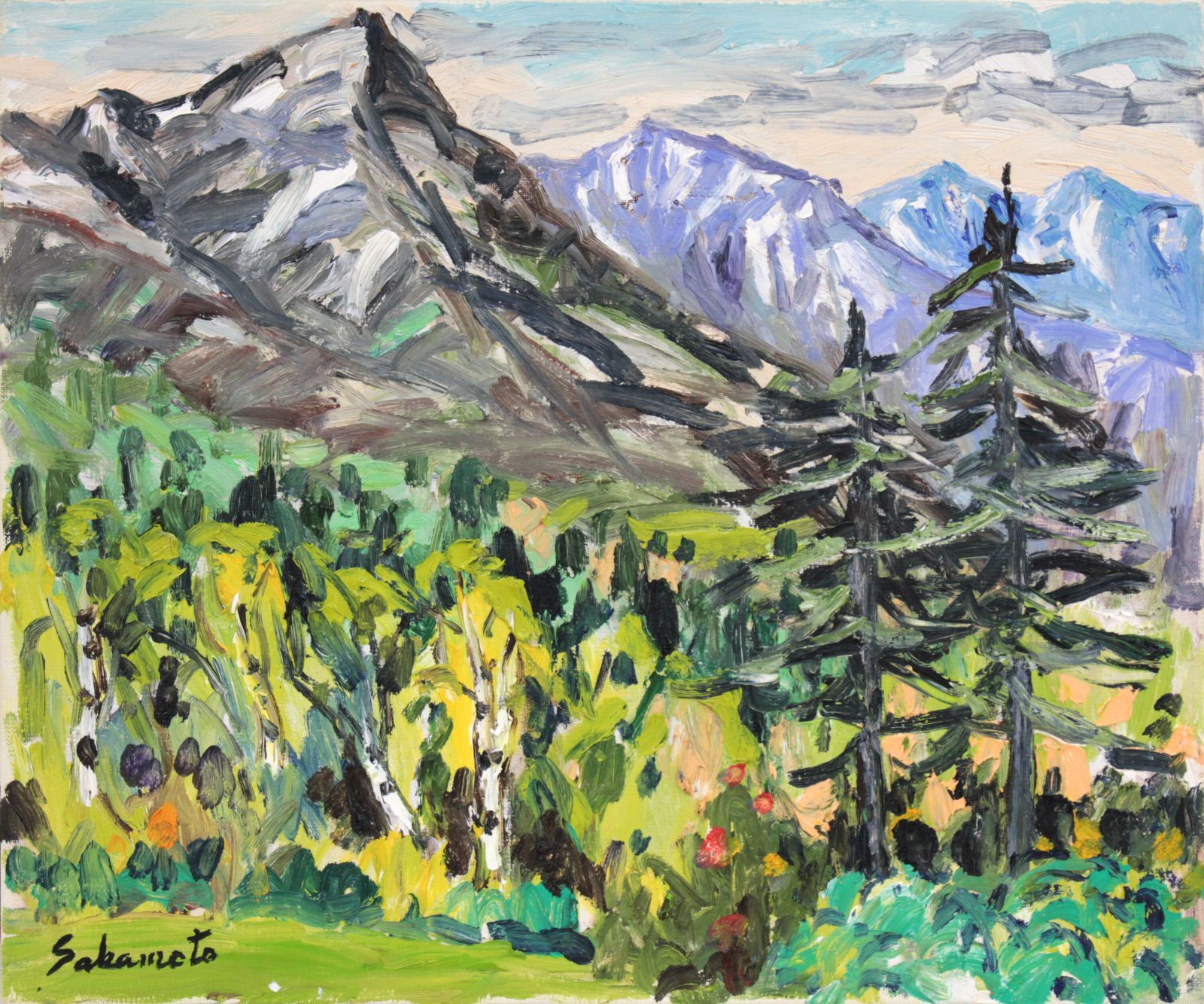 【真作】絵画　島田良祐　日本画10号　冬山　重厚感のある山岳風景画　V46 真作】絵画島田良祐日本画10号冬山重厚感のある山岳風景画V46