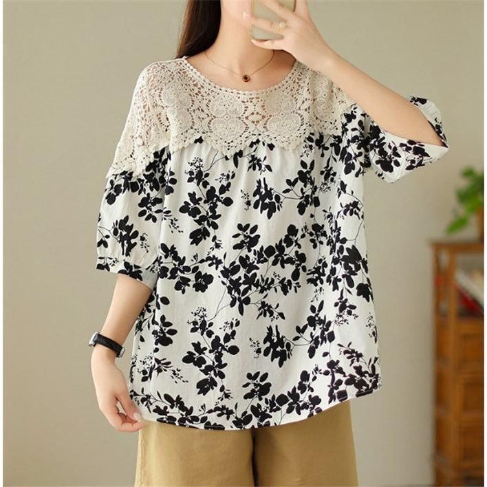 ブラウス 透かし編み 花柄 半袖 シャツブラウス レディース トップス プルオーバー tシャツ レイヤード 通勤 OL 体型カバー 春夏 コーデ 重ね着 20代 30代 爆売 ブラウス 透かし編み 花柄 半袖 シャツブラウス レディース
