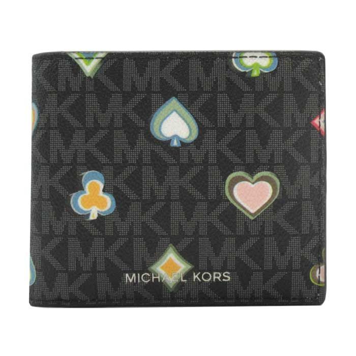 マイケルコース 二つ折り財布 小銭入れあり MICHAEL KORS COOPER MKシグネチャー 36F5LCOF3U BLACK アウトレット メンズ