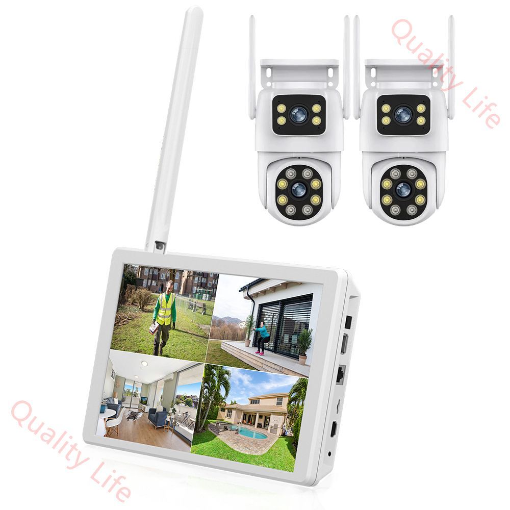 防犯カメラ 2台セット800万画素 屋外屋内用IP66 10インチモニター付属 遠隔監視 動体検知 暗視撮影 双方向音声 H.265 圧縮 WiFi強化