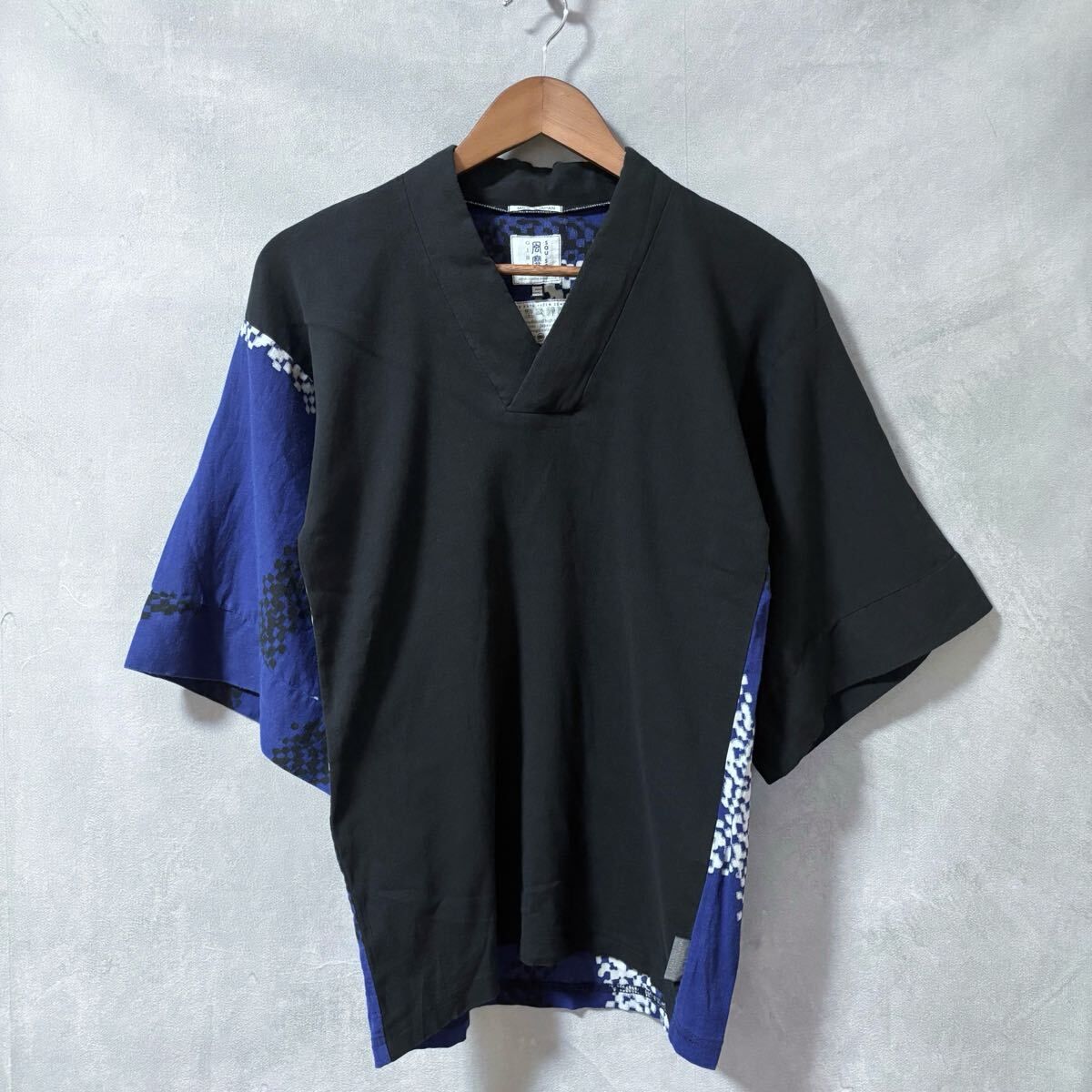 美品 SOU SOU ソウソウ 高島縮 風靡 上 藍捺染 S