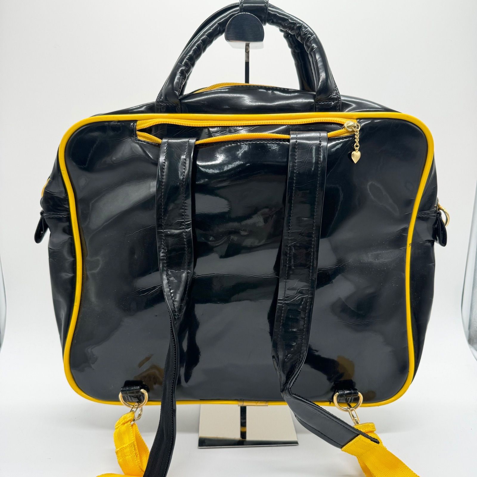 モスキーノ　ボストンバッグ　2way MOSCHINO モスキーノ ドル$マーク エナメルバッグ ショルダー