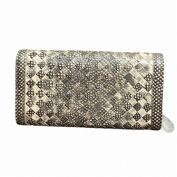 ボッテガ ヴェネタ イントレチャート パイソン 2つ折り財布 長財布 ユニセックス