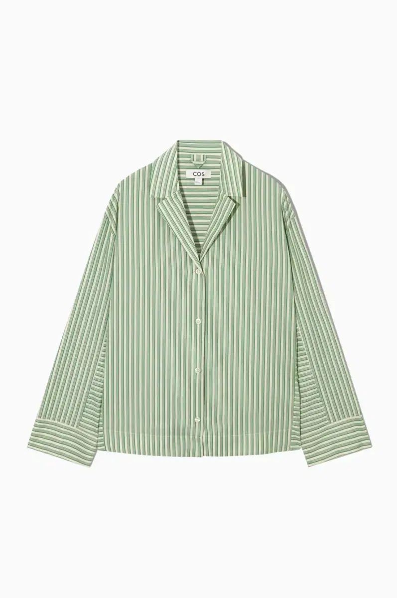 コス COS キャンプ カラ ストライプ パジャマ シャツ グリーン