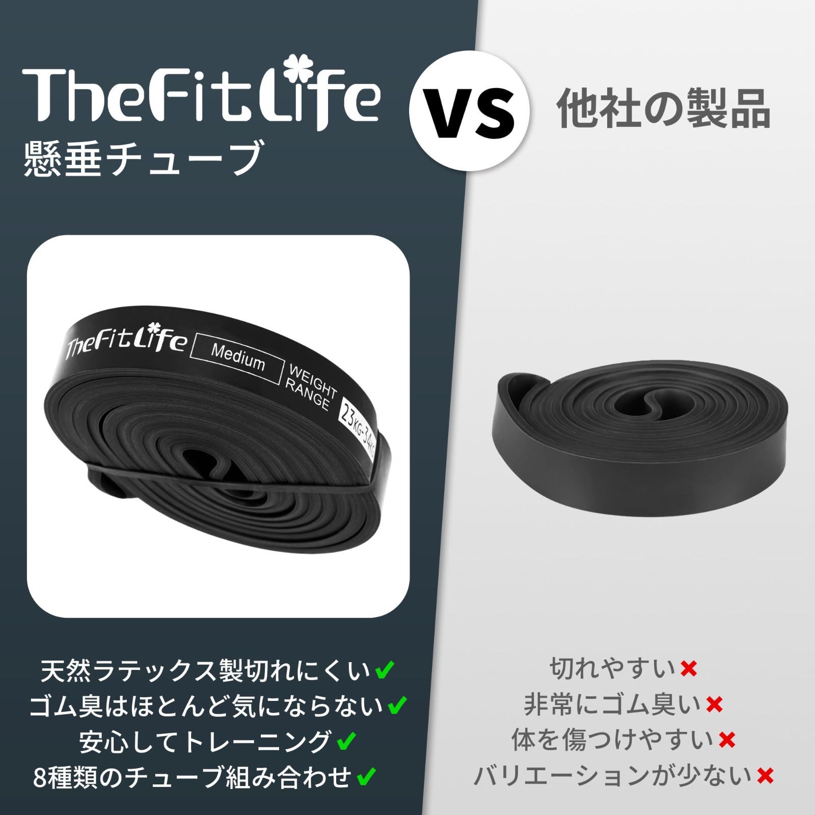 TheFitLife トレーニングチューブ - エクササイズグッズ