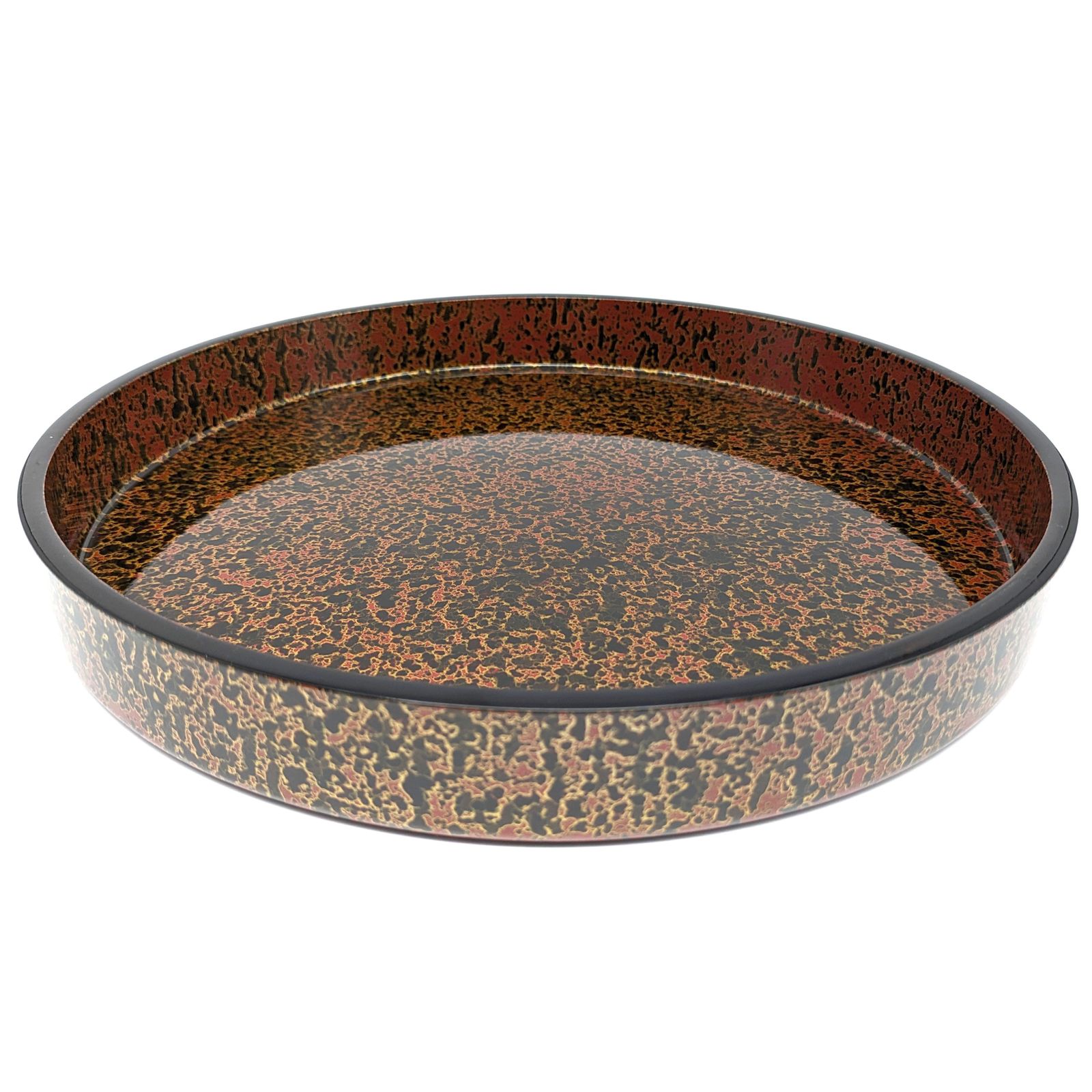 津軽塗り お盆 津軽塗（唐塗）バカ塗り・丸盆・お盆・トレー・漆器・No.240613