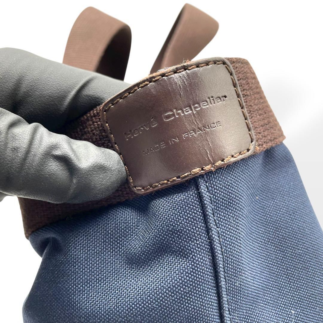 極美品 Herve Chapelier 707C トートバッグ 舟形 ネイビー