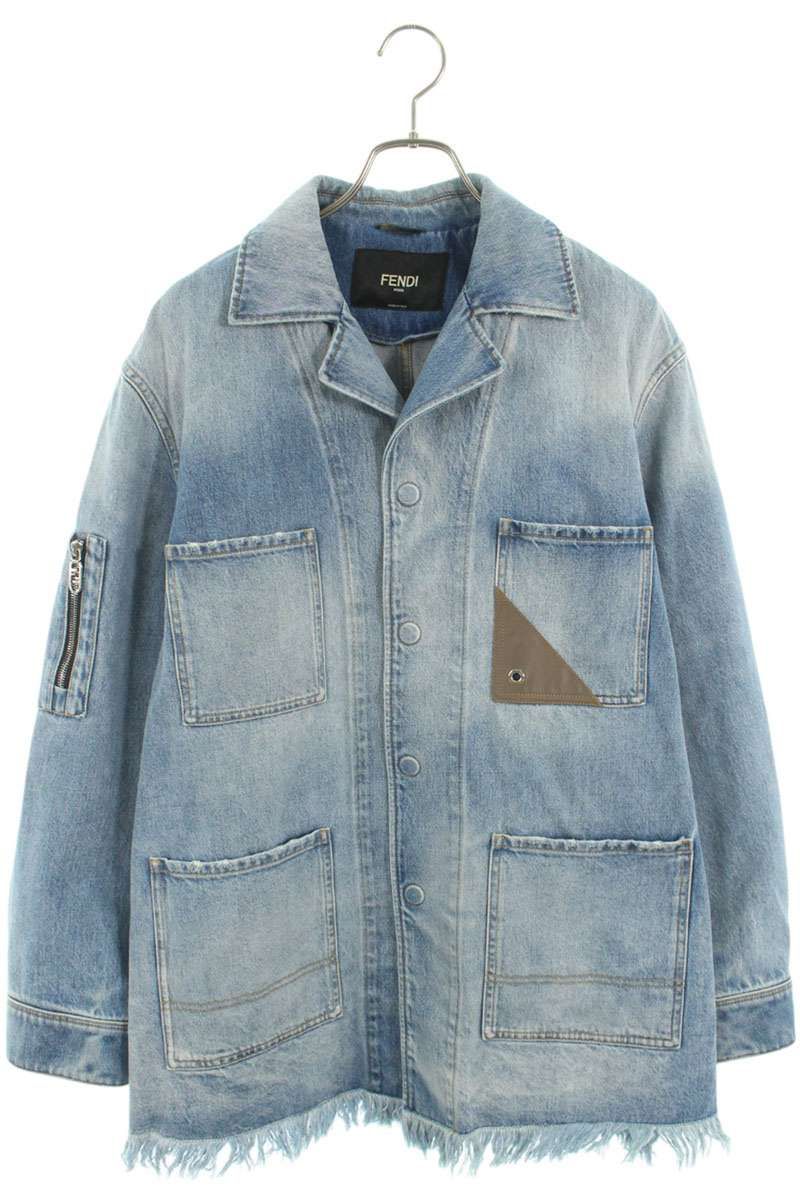 FENDI デニムジャケット ロゴ メンズ 44 美品】フェンディ デニム