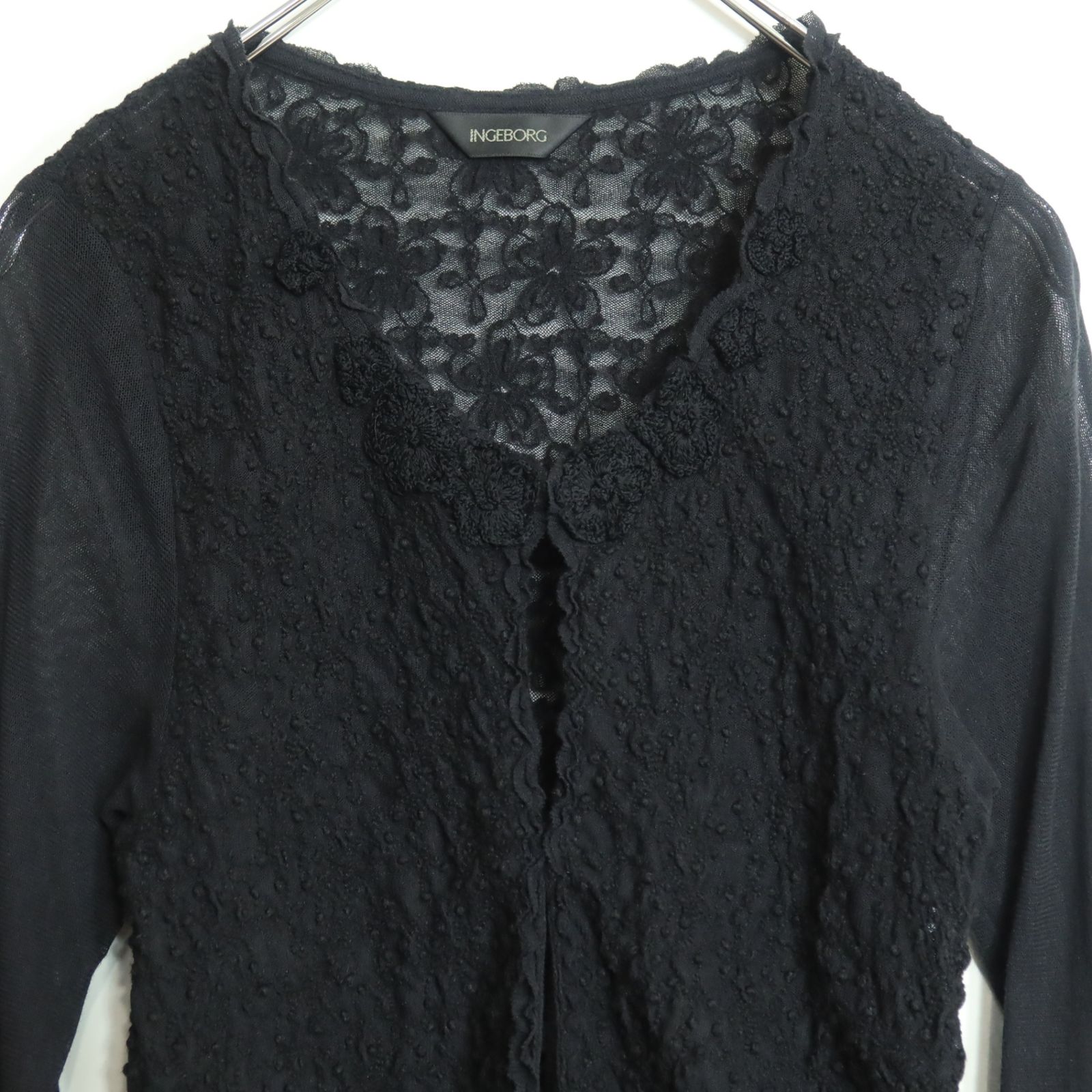 新品　INGEBORGインゲボルグ ブラック　レースカーディガン　37400円 インゲボルグ カーディガン 長袖 レース トップス レディース 4サイズ