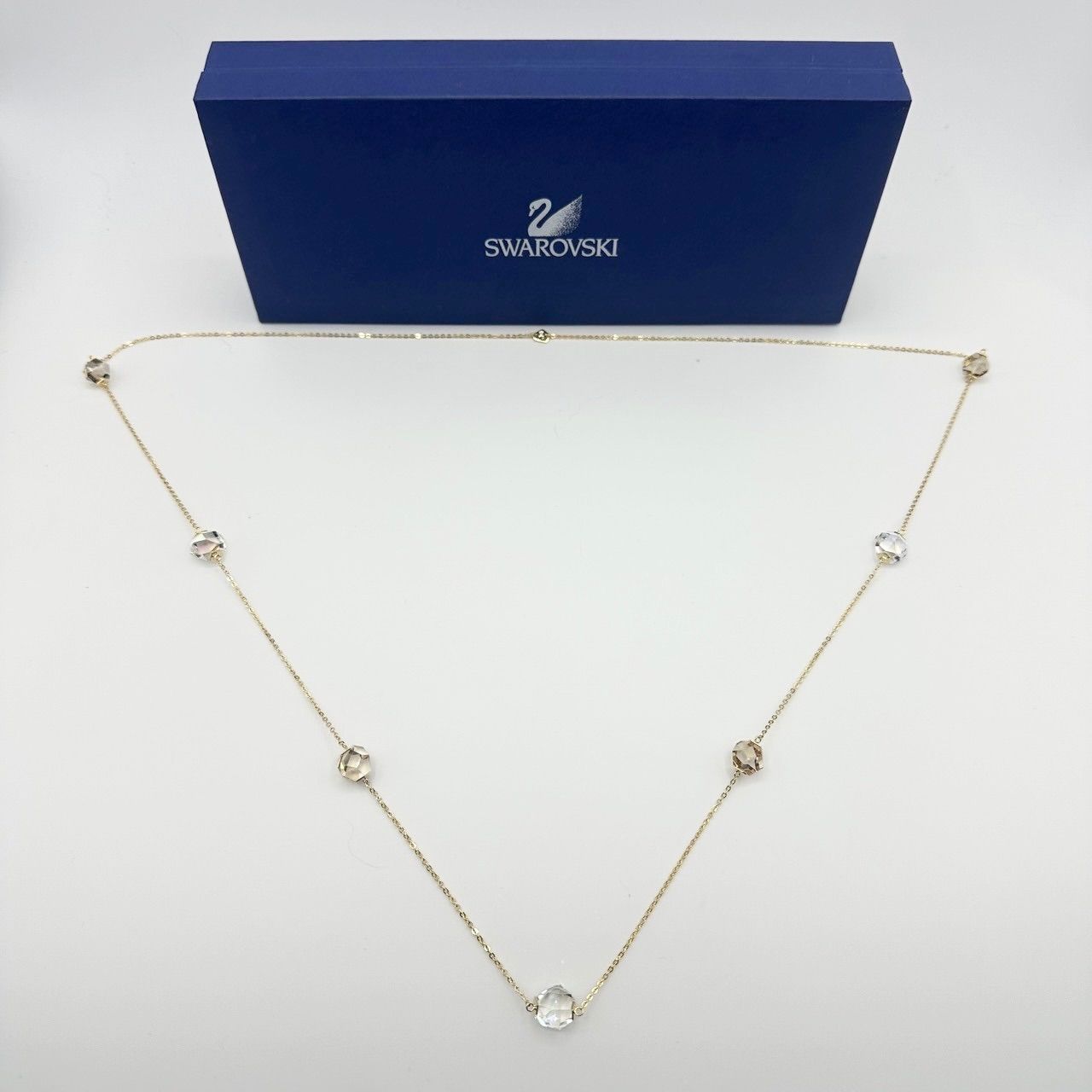 SWAROVSKI スワロフスキー クリスタル ロング ネックレス 多角形カット 