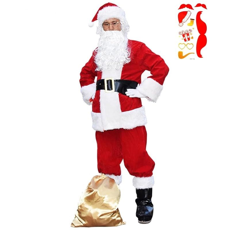在庫 豪華本格11点セット Madrugada サンタ コスプレ メンズ サンタクロース コスチューム クリスマス タトゥーシール付き メンズ S711 Lサイズ 1