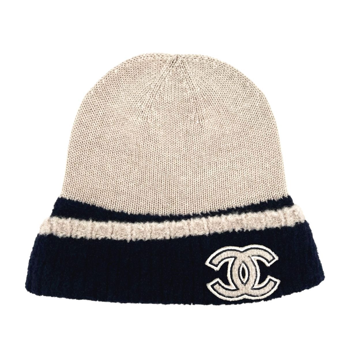 シャネル ニット帽 シルク カシミヤ ココマーク グレー アイボリー 2024年 秋冬 新作 CHANEL シャネル ニットキャップ ニット帽