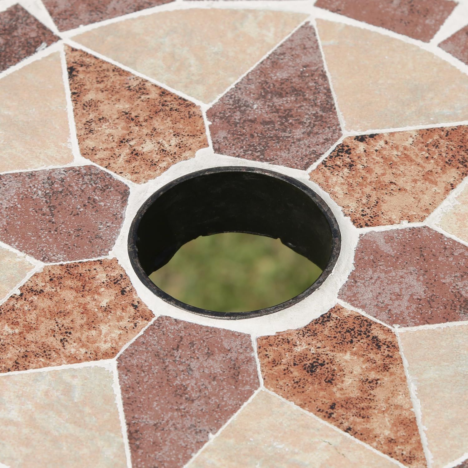 新着商品 不二貿易 ガーデンテーブル 星柄 タイル テーブル パラソル穴 素焼き調 幅61×奥行61×高さ69.5cm 組立商品 ブラウン 10655 STEELWINDOWSANDDOORS_COM