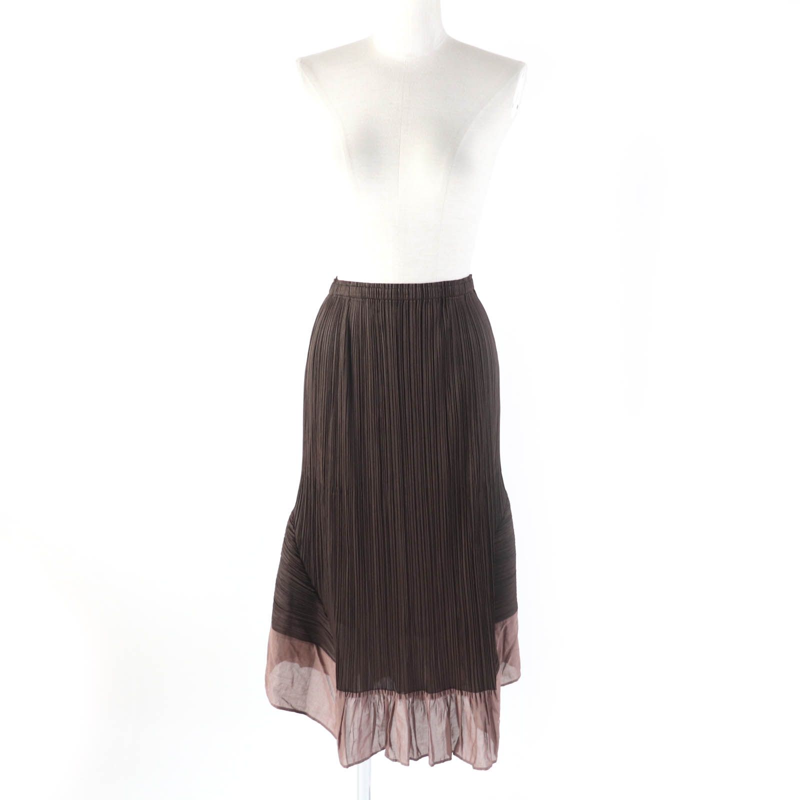 希少色✨美品 PLEATS PLEASE ロングスカート ダークブラウン ISSEY MIYAKE PLEATS PLEASE ロングスカートブラウン