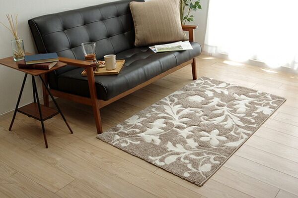 トルコ製 ラグマット/絨毯 【約80×140cm ブラック】 長方形 抗菌防臭