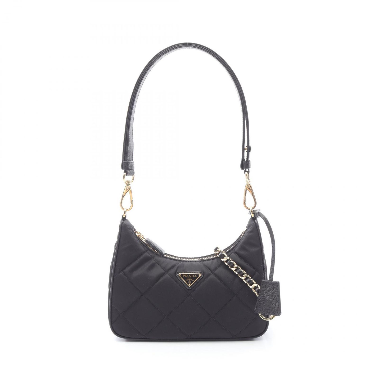 プラダ PRADA ショルダーバッグ TESSUTO IMPUNTU Re-Nylo 1BC2042AOSF0002QOO ブラック ナイロン サフィアーノレザー ショルダーバッグ レディース