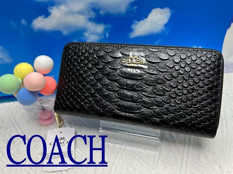 COACH 財布 コーチ長財布 シグネチャー エンボスド スネーク レザー 