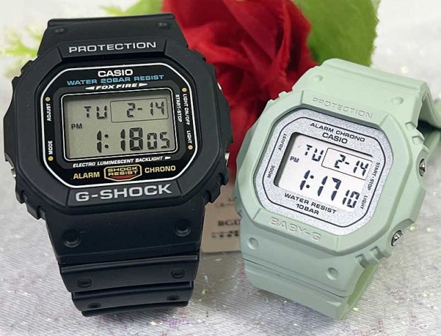 恋人たちのGショック ペアウオッチG-SHOCK BABY-G  ペア腕時計 カシオ 2本セット  電池式 DW-5600E-1BGD-565SC-3JF　デジタル   ラッピング無料  　クリスマス プレゼント 誕生日 御祝い還暦 銀婚式 結婚