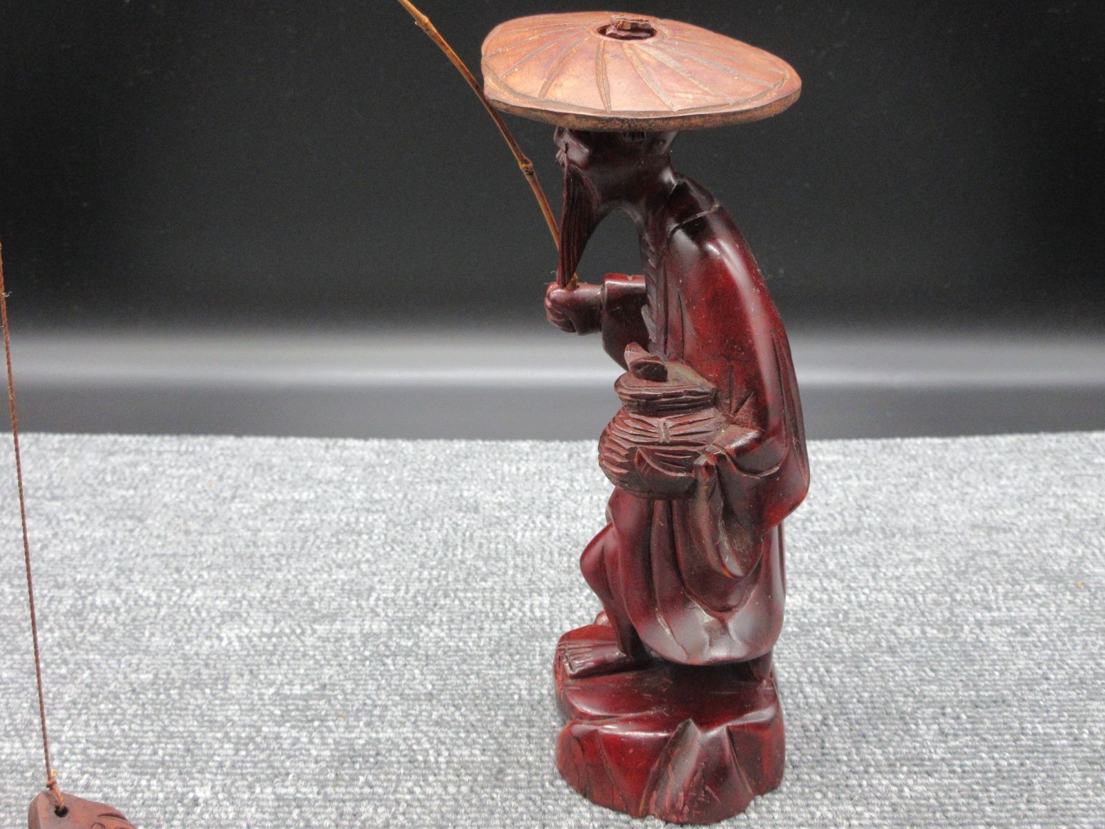 煙管　釣り人図彫刻 煙管 釣り人図彫刻