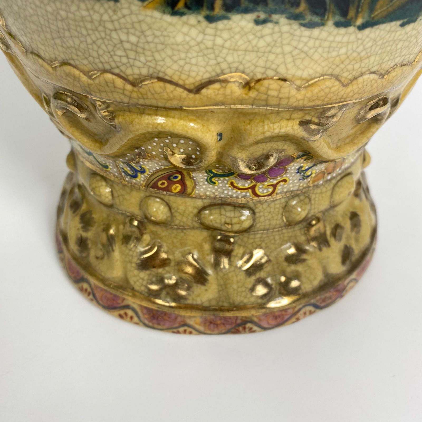 薩摩焼 花鳥風月図 金彩絵付 壺 花瓶 高さ約45cm 飾壺 骨董 和風