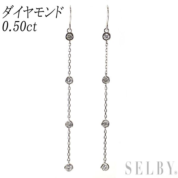 K18WG ダイヤモンドステーションピアス 新品 K18WG ダイヤモンド ピアス 0.50ct ステーション - メルカリ