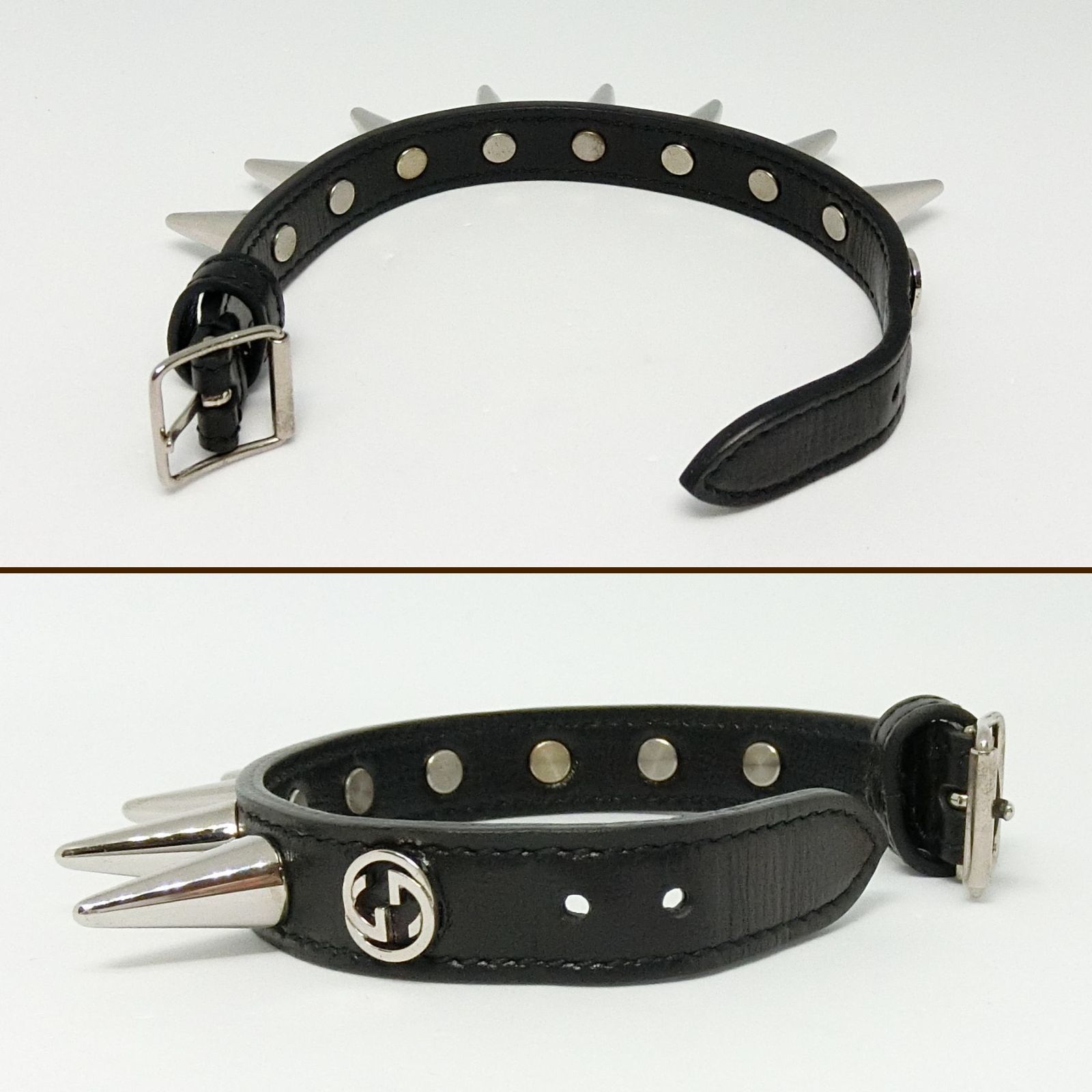 中古・古着通販】GUCCI (グッチ) スクエアレザーブレスレット
