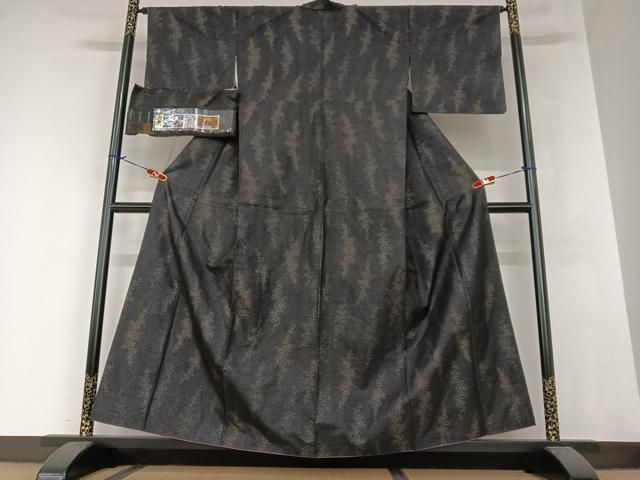ベストストア日本一受賞店！■平和屋着物■極上　本場大島紬　訪問着　泥染め　９マルキ　道長雪芝文　金彩　逸品　ｈｙ609 ベストストア日本一受賞店！□平和屋着物□極上 男性 本場縞大島紬