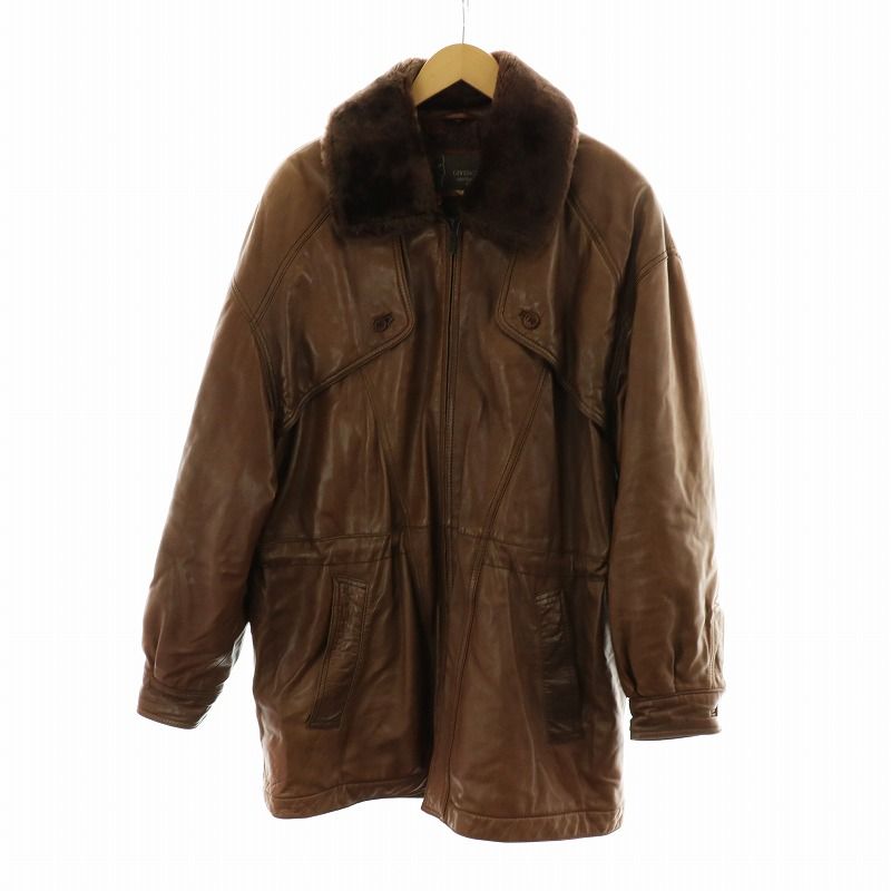 ジバンシィ GIVENCHY レザーコート 革ジャン 襟ラムファー ロング 長袖 