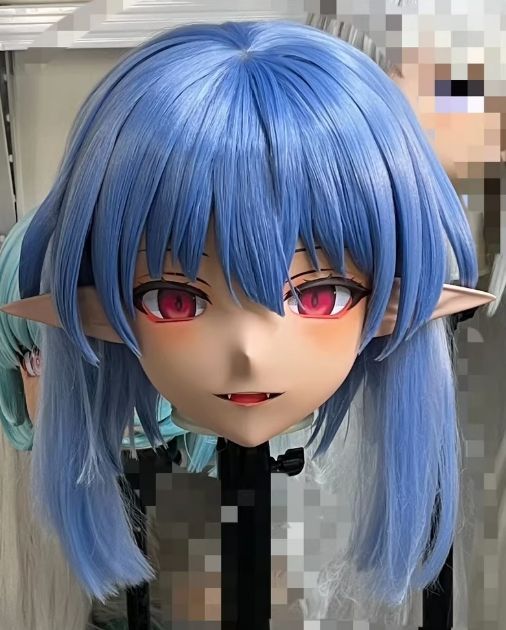 全頭マスク カツラ付き ロック付き NO.471 ドール ヘッドロリータ人形 コスプレ 変身 仮装 着ぐるみ kigurumi 二次元