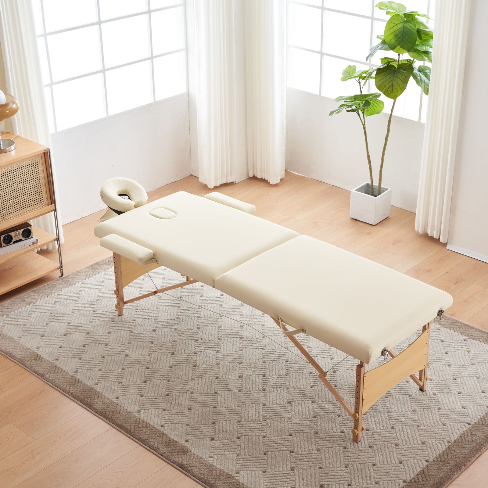 アイボリーマッサージベッド 折りたたみ コンパクト超軽量エステベッド