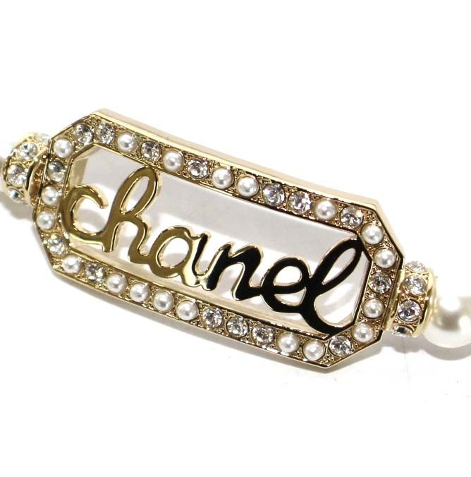シャネル CHANEL 23年製 L23B チョーカー ネックレス パール ロゴ 