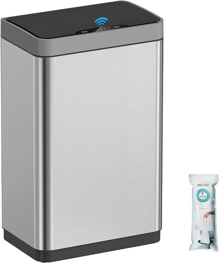 Mbillion ゴミ箱 自動開閉 ふた付き 50リットル キッチン 大容量 ステンレス製 密閉 シルバー 50L