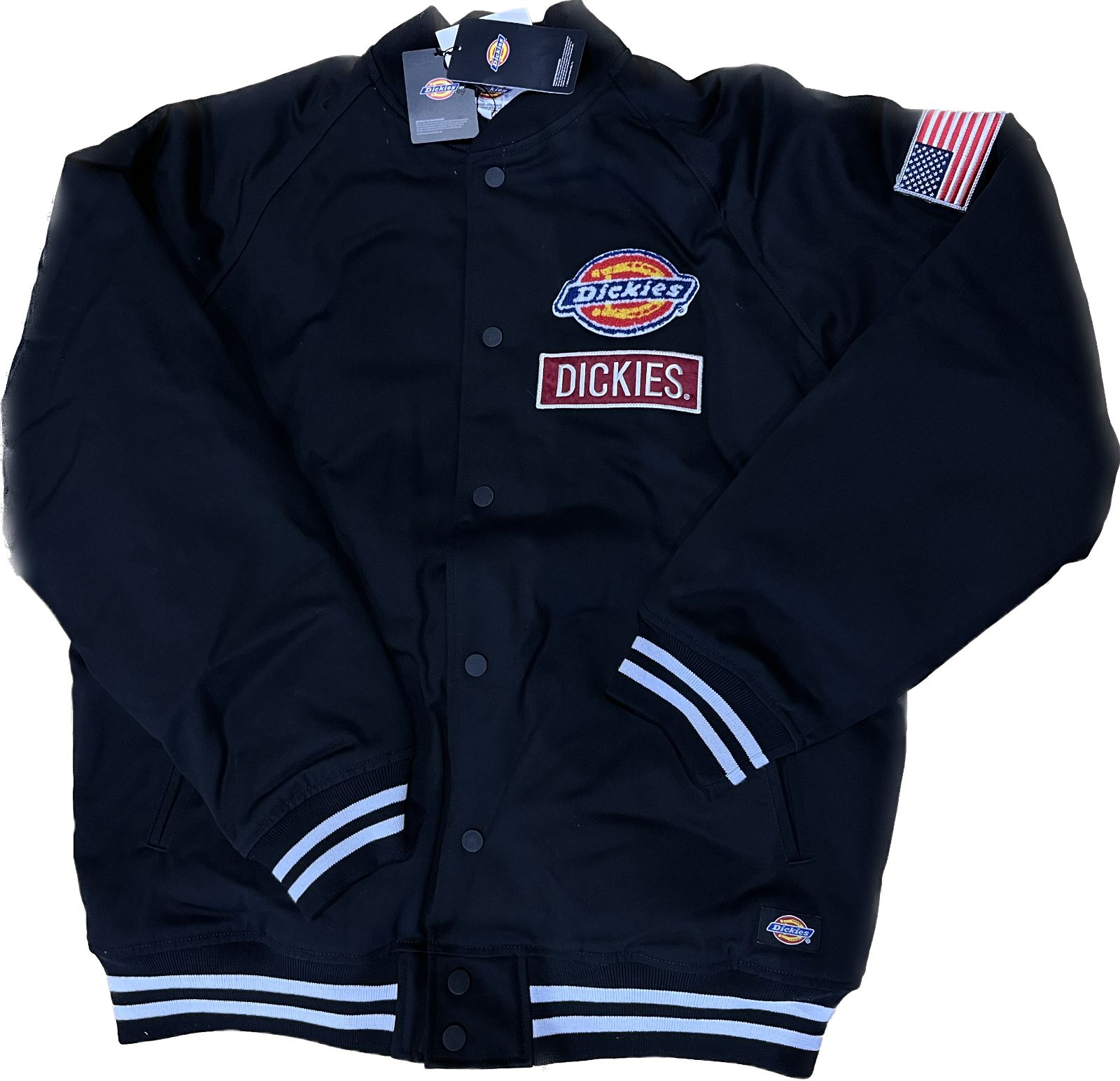 TCツイル Dickies ロゴワッペン付き中綿スタジャン ブラック