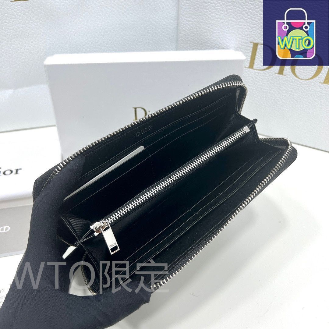 今日特価】Dior ディオール ロングジッパー財布 頭層牛皮製