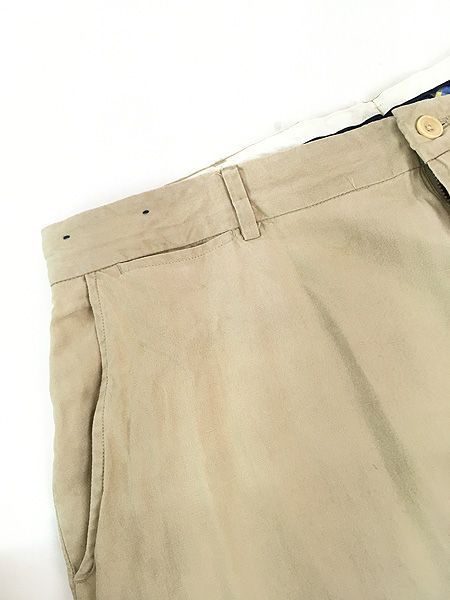 古着 Polo Ralph Lauren ノータック シルク リネン スラックス パンツ