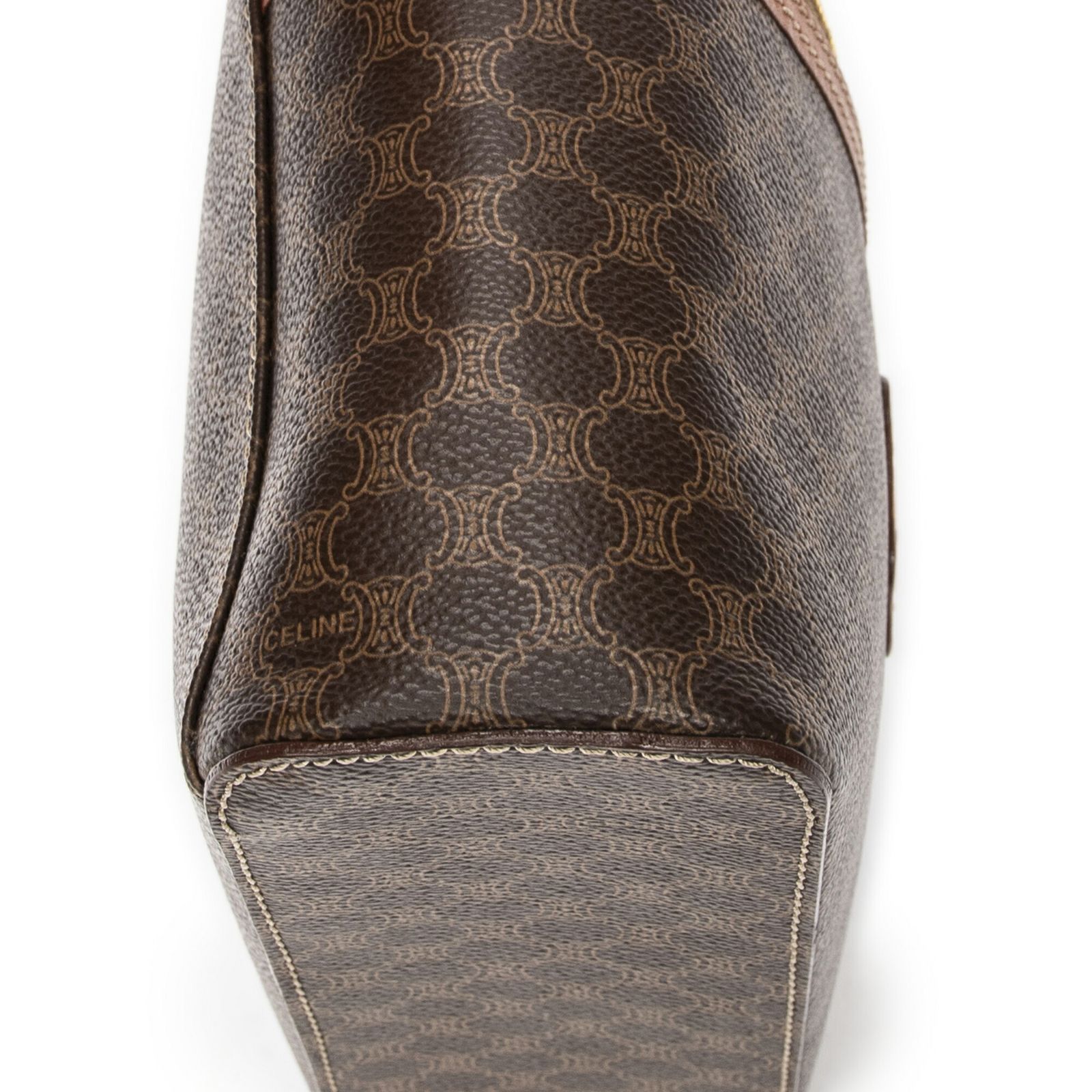 セリーヌヴィンテージバニティケース茶色マカダムPVCキャンバスA