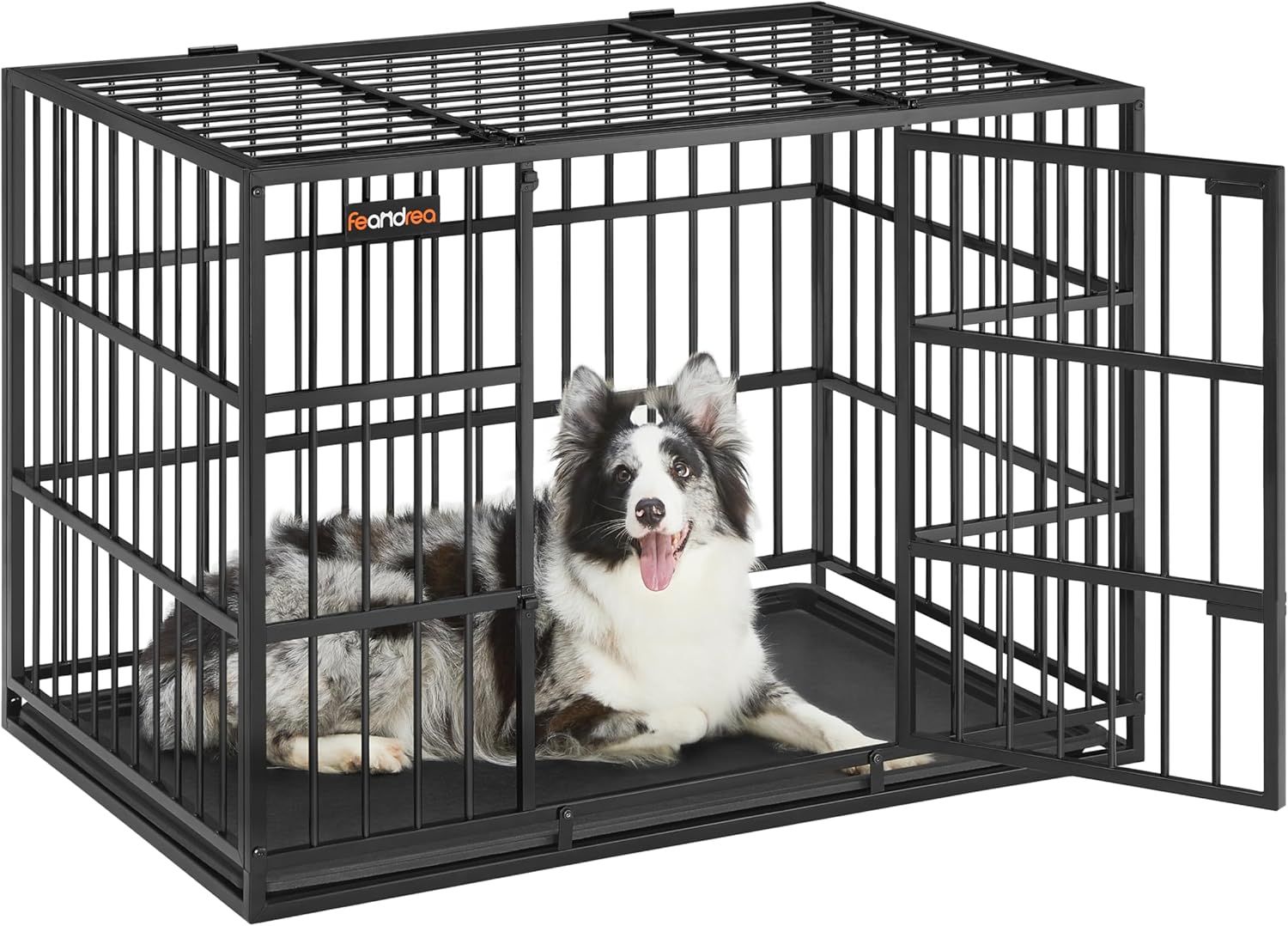 FEANDREA 犬 ゲージ 中型犬 大型犬 室内外兼用 ダブルドア付き トレー付き 犬 サークル 大型 組立簡単 幅107x奥行70 x高さ75cm ケージ 犬 PPD005B01
