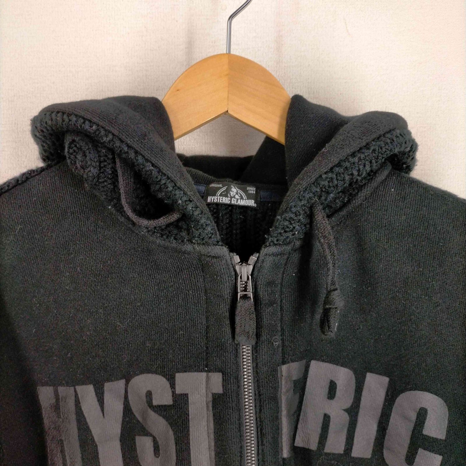 ヒステリックグラマー HYSTERIC GLAMOUR ニット切替ロゴプリントジップ