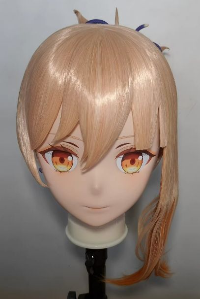全頭マスク カツラ付き ロック付き NO.506ドール ヘッドロリータ人形 コスプレ 変身 仮装 着ぐるみ kigurumi 二次元