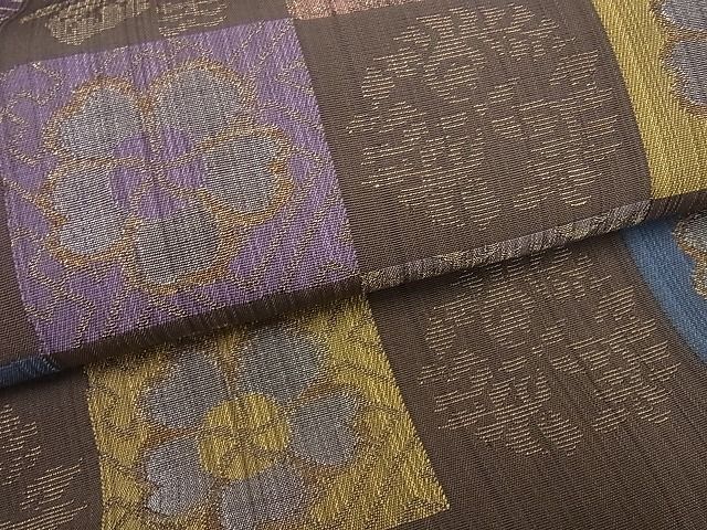 平和屋本店□極上 洛風林 工芸帯地 九寸名古屋帯 市松花文 逸品 未使用  
