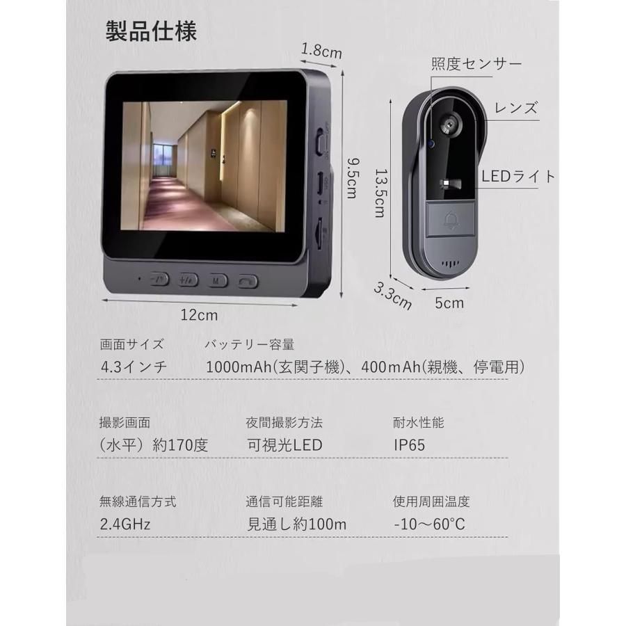 双方向通話|録画|暗視 ドアホン